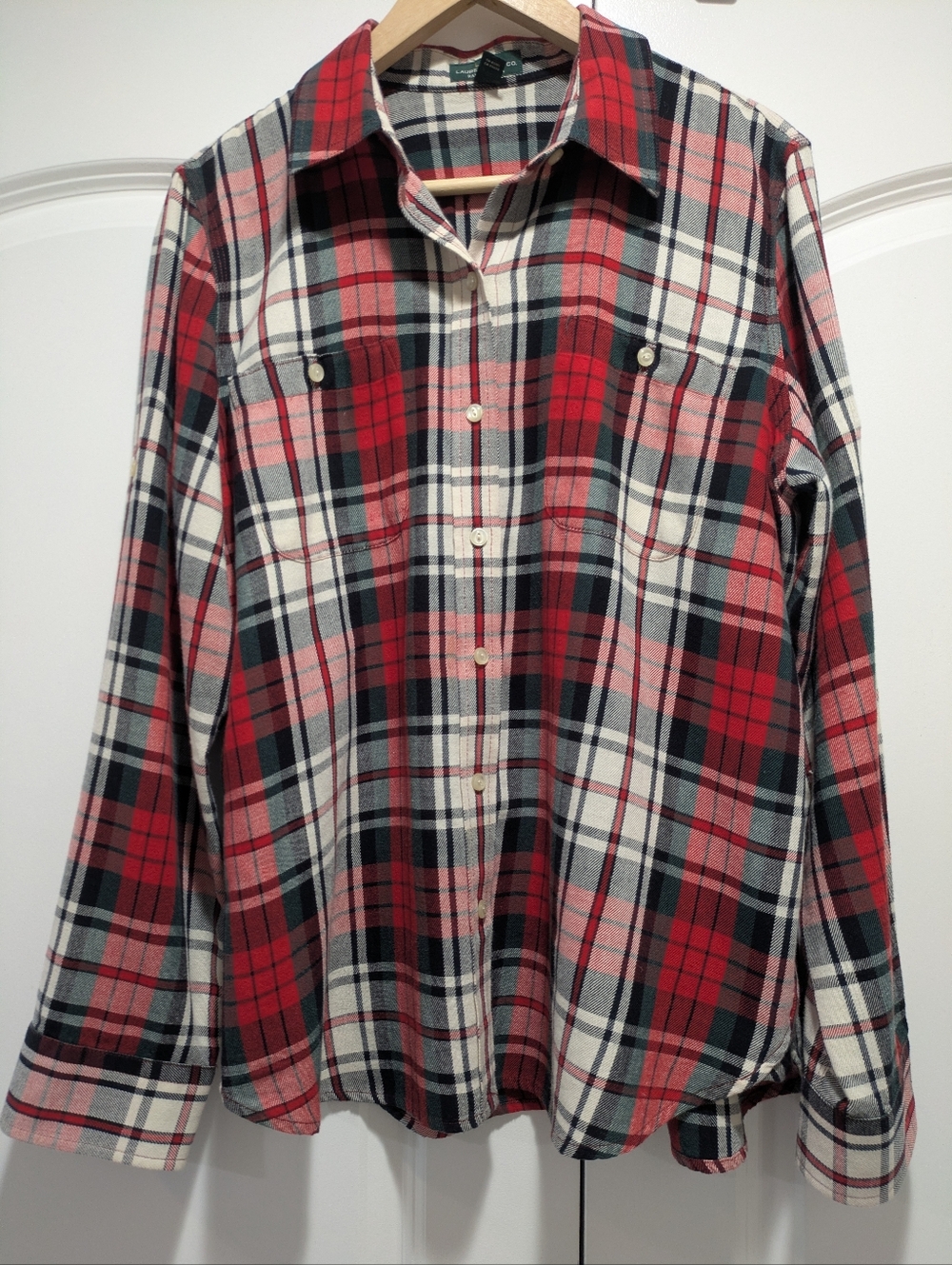 Ralph Lauren Jeans Co. Women’s Cotton Flannel Plaid Shirt Black Red Sz Large